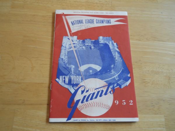1952 New York Giants vs. Brooklyn Dodgers baseball program