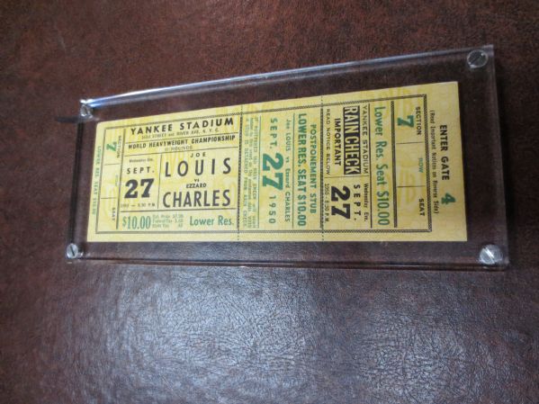 1950 Joe Louis vs. Ezzard Charles World Heavyweight Boxing Championship Full ticket