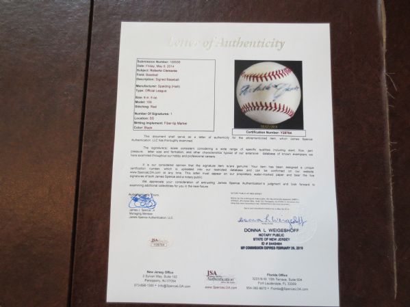 Autographed Roberto Clemente single signed baseball Pitt. Pirattes HOF Spence LOA  WOW