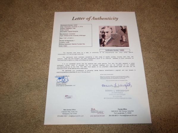 Fielding H. Yost Autographed 1927 Pamphlet Univ. Michigan College Football Hall of Fame WOW!