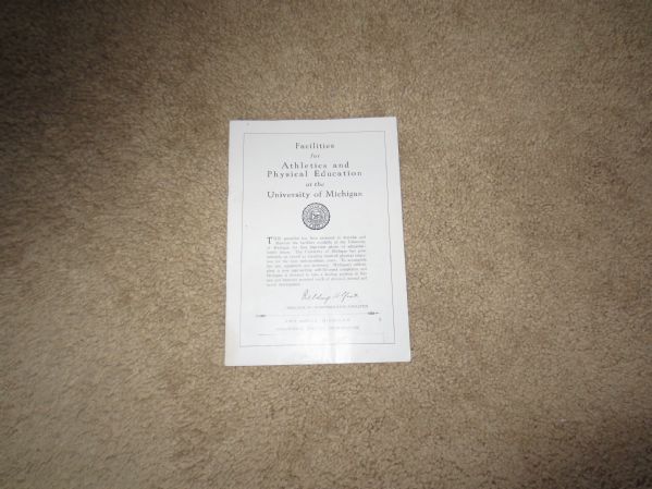Fielding H. Yost Autographed 1927 Pamphlet Univ. Michigan College Football Hall of Fame WOW!