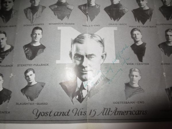 Fielding H. Yost Autographed 1927 Pamphlet Univ. Michigan College Football Hall of Fame WOW!