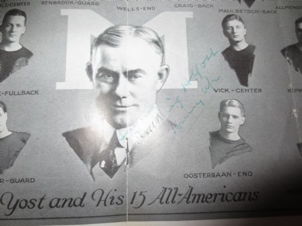 Fielding H. Yost Autographed 1927 Pamphlet Univ. Michigan College Football Hall of Fame WOW!