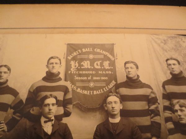 1899 YMCA Fitchburg, Mass. Large Cabinet Basketball Photo