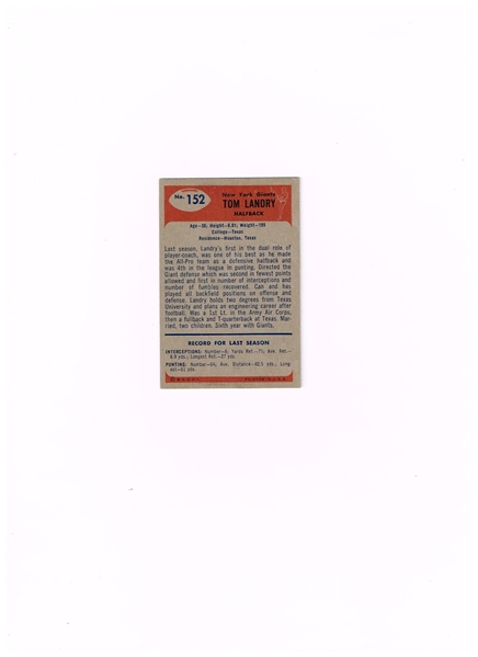 1955 Bowman Tom Landry football card #152     ex+-nmt