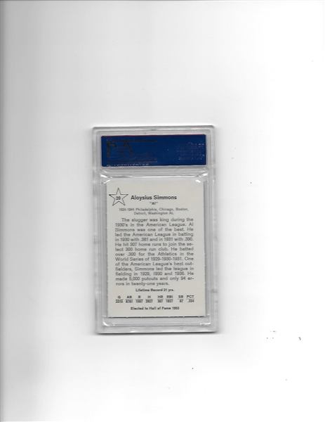 1961 Al Simmons Golden Press baseball card #20 PSA 9 Mint No Qualifiers SMR=$50