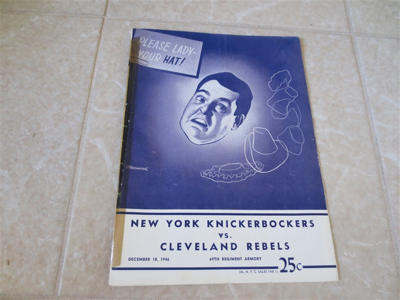 1946 New York Knickerbockers vs. Cleveland Rebels BAA Basketball Program  1st year of NBA