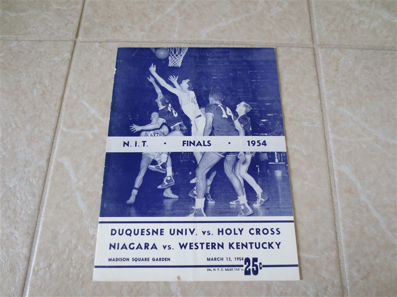 1954 NIT Championship Finals Scored Basketball Program Duquesne, Holy Cross  Niagara, Western Kentucky