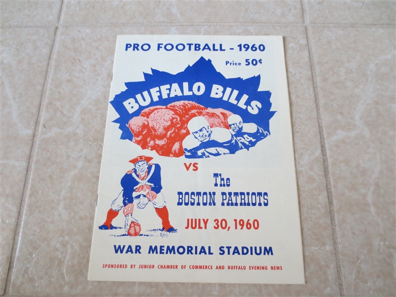 First Game in AFL Football History Unscored Program Boston Patriiots at Buffalo Bills  WOW!