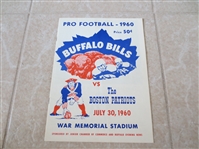 First Game in AFL Football History Unscored Program Boston Patriiots at Buffalo Bills  WOW!