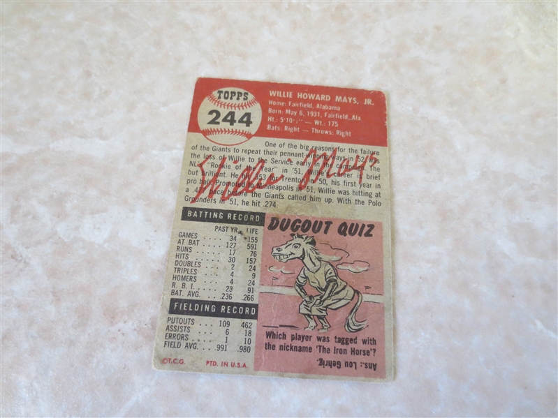 1953 Topps Willie Mays #244 baseball card