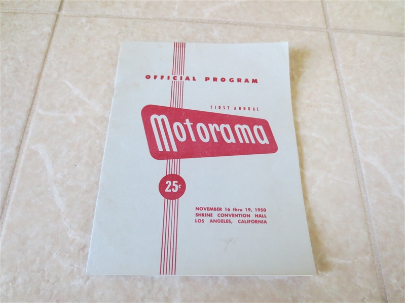 1950 First Annual Motorama Auto Racing Program Shrine Convention Hall Los Angeles