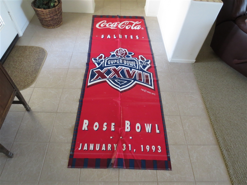 Huge 1993 Super Bowl 27 Banner Dallas Cowboys vs. Buffalo Bills Coca Cola  8' x 3'