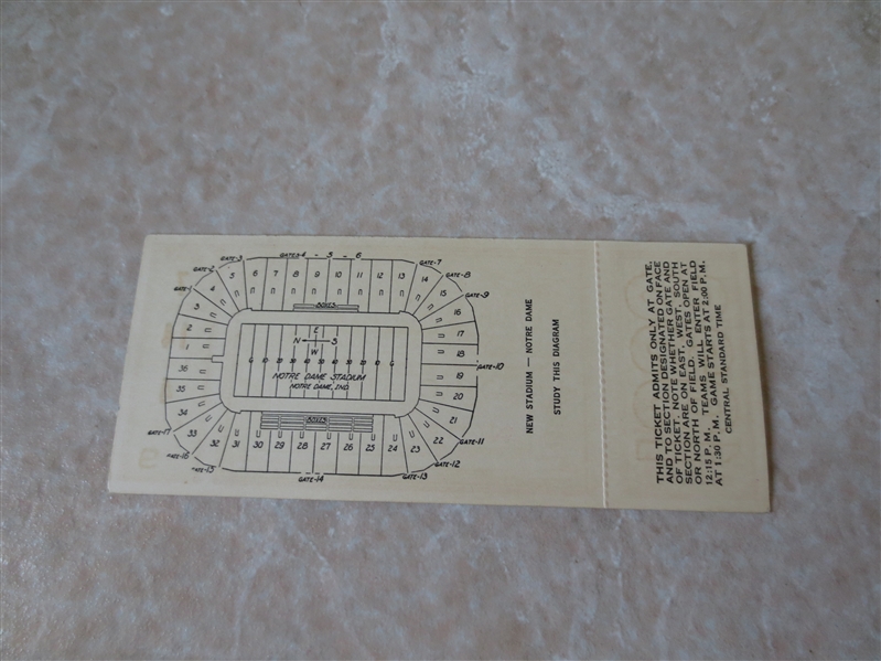 1936 Ohio State at Notre Dame FULL football ticket  WOW!