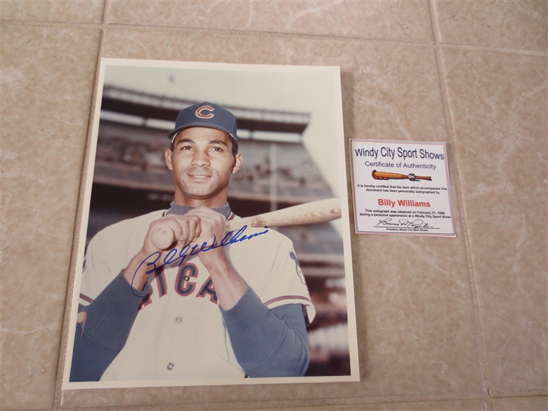 Autographed Billy Williams, Ron Santo, and Robin Roberts Individual Color Photos