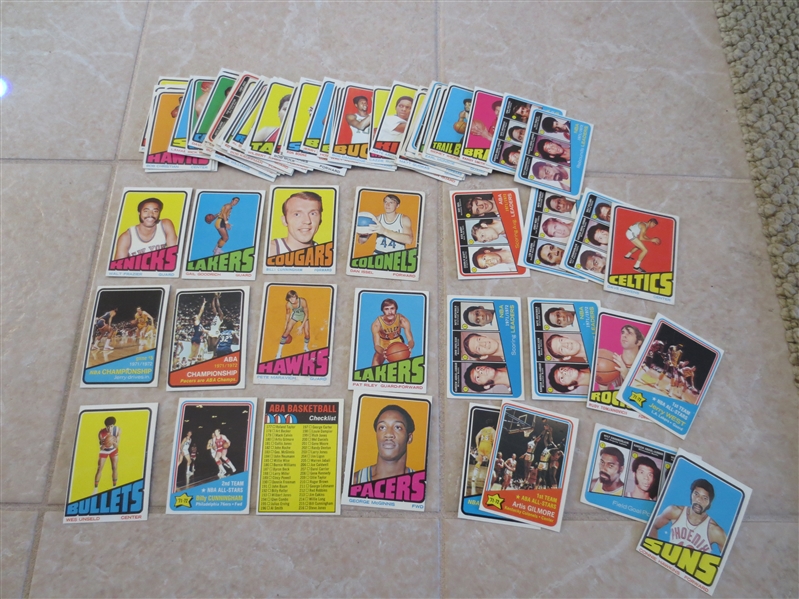 (80) 1972-73 Topps basketball cards including Maravich, Frazier, Cowens, other HOFers and Leader/All Star cards