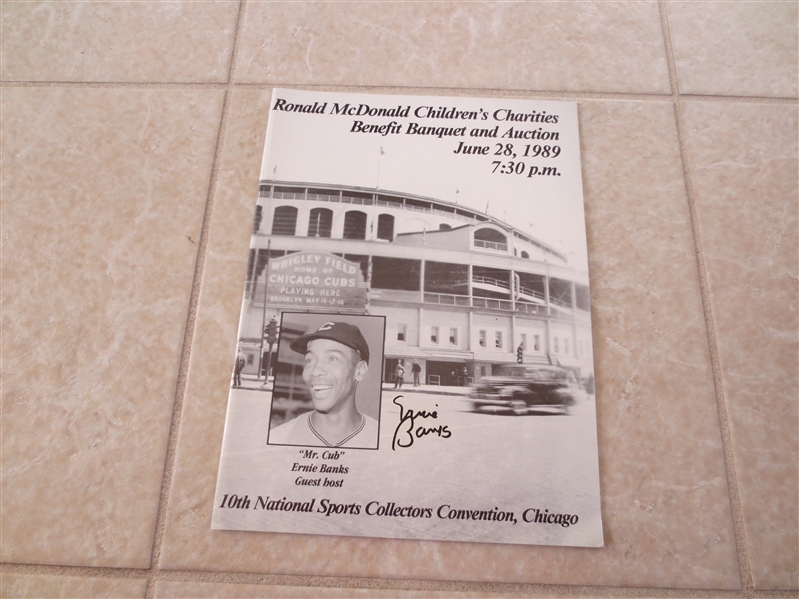 Autographed Ernie Banks Ronald McDonald Auction catalog from 10th National in Chicago