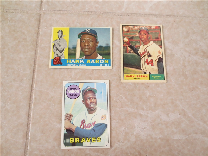 1960, 61, 69 Topps Hank Aaron baseball cards   Very nice condition!