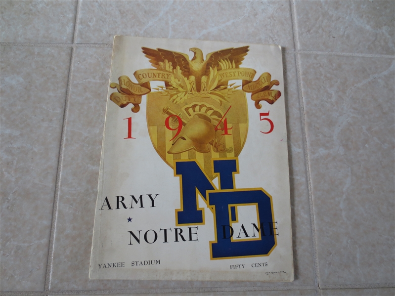 1945 Army vs. Notre Dame football program at Yankee Stadium  Army National Champ with Davis and Blanchard