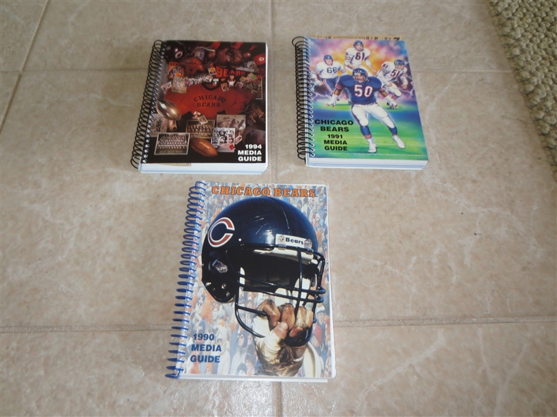 1984, 90, 91, 94 Chicago Bears football media guides
