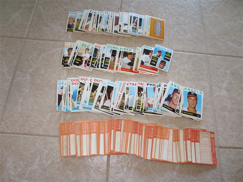(250) 1964 Topps baseball cards with team and rookie star cards  Super condition!