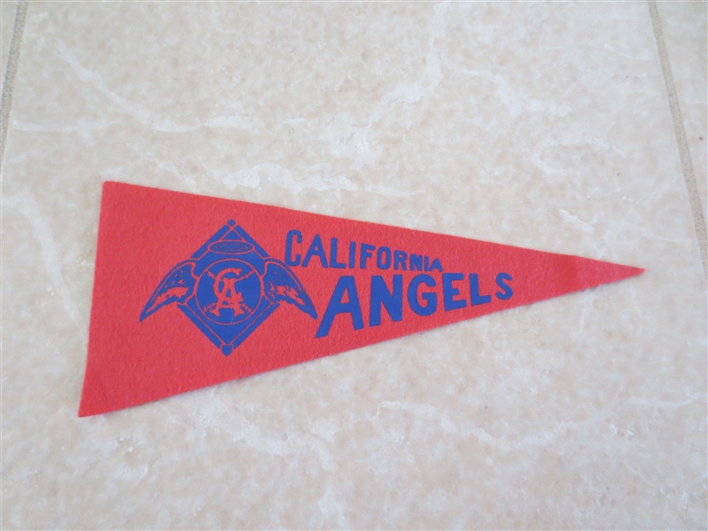 1960's California Angels soft felt baseball mini pennant 9 blue and red