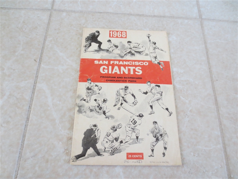 1968 Chicago Cubs at San Francisco Giants scored program Bobby Bonds 6 rbi's
