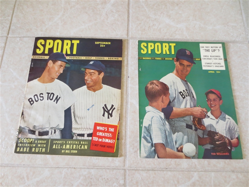 (2) 1948 Sport Magazines Ted Williams and Joe DiMaggio covers NO LABELS