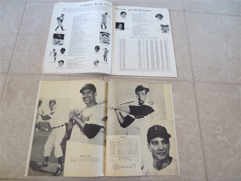 1956 New York Yankees vs. Brooklyn Dodgers World Series program + 1954 Cleveland Indians Sketchbook