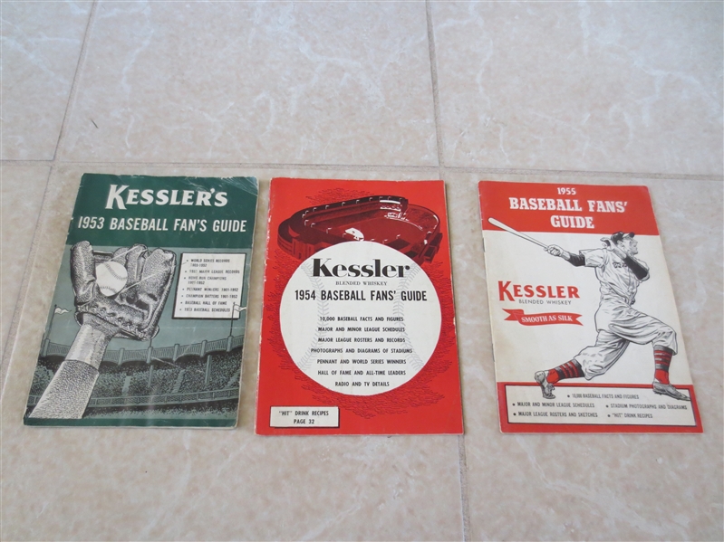 1953, 54, 55 Kessler Baseball Guides  The first 3 issues!  Tough to find.