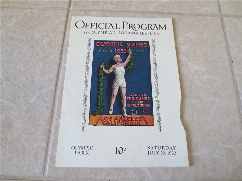 1932 Olympics Opening Day Ceremonies program