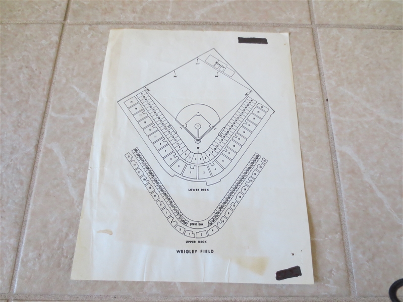1961 Angels Original Artwork Ad Copy for LA Angels Seating Diagram  Wrigley Field