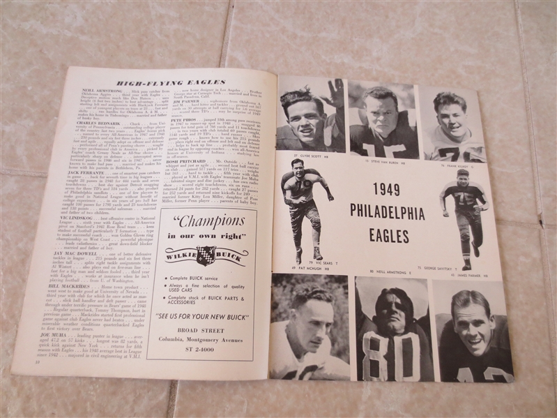 10-23-1949 Washington Redskins at Philadelphia Eagles football program