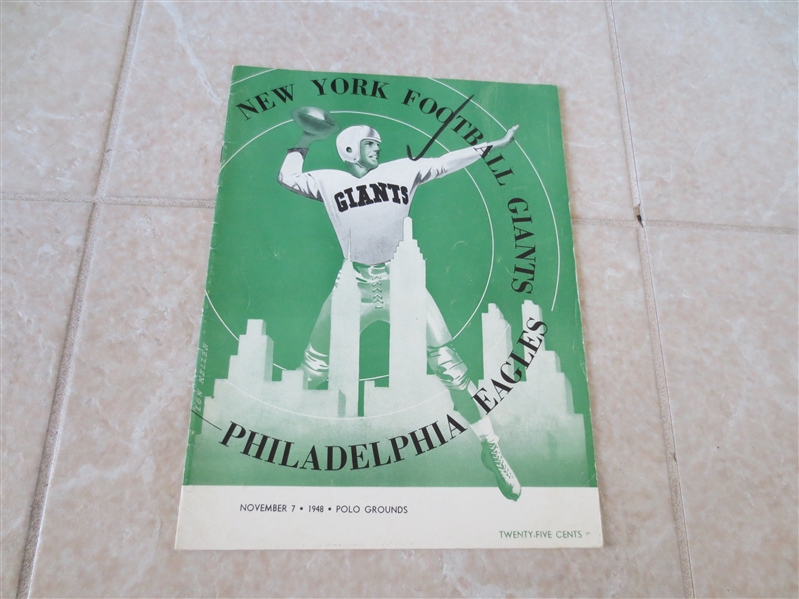 11-7-1948 Philadelphia Eagles at New York Giants football program  Attendance 24,933
