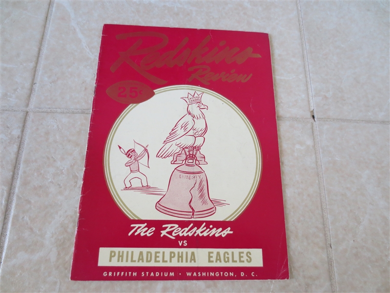 1948 Philadelphia Eagles at Washington Redskins football program nice condition but fold