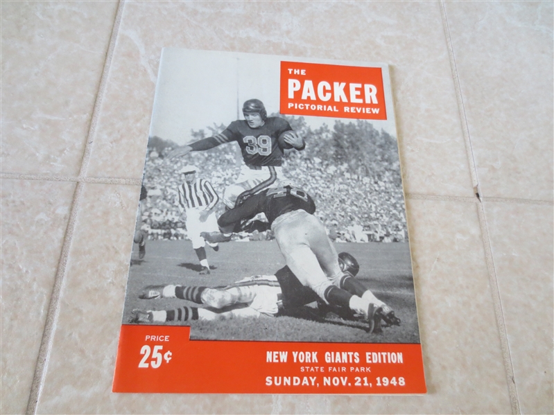 1948 New York Giants at Green Bay Packers Low Attendance RARE football program