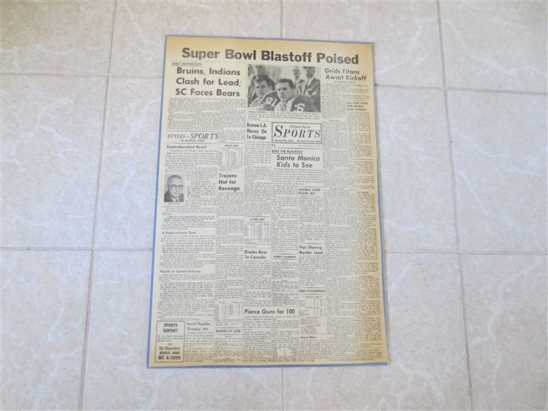 1967 First Reference to Super Bowl Game Laminated Newspaper