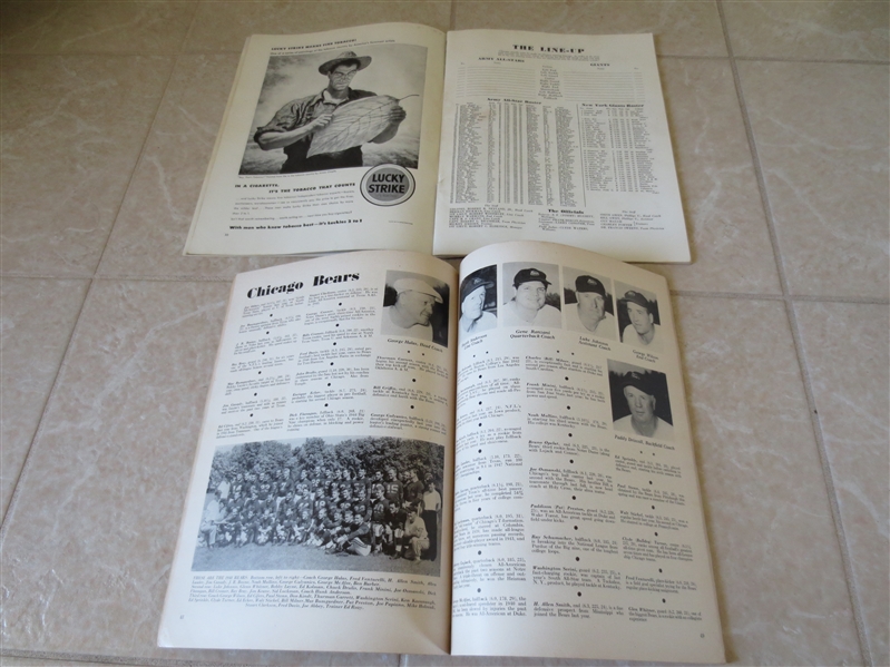 1942, 48 Pre-season Herald Tribune Fund Raiser Pro Football Game programs Army; Bears; NY Giants