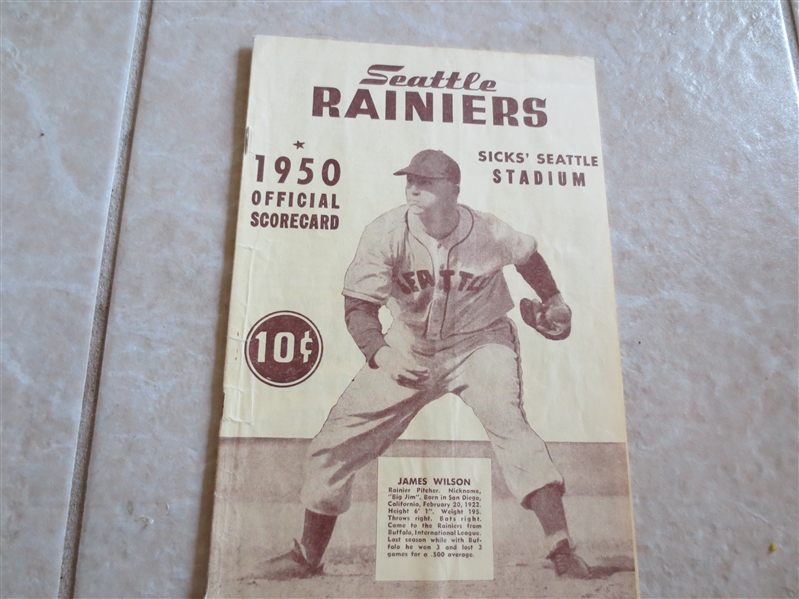 1950 San Francisco Seals at Seattle Rainiers PCL unsocred baseball program 