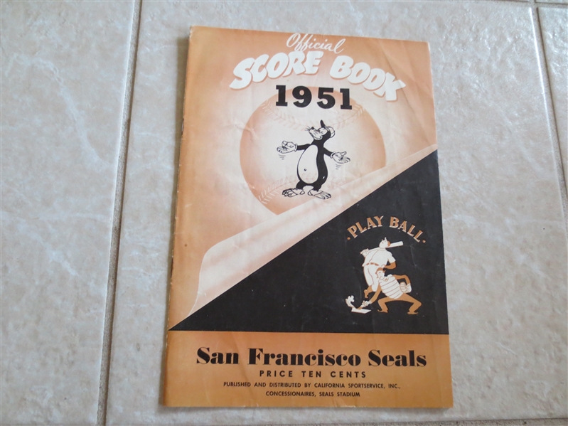 1951 San Francisco Seals home PCL baseball program
