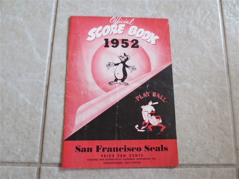 1952 San Diego Padres at San Francisco Seals PCL home baseball program unscored