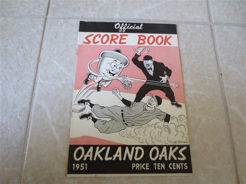 1951 Pittsburgh Pirates at Oakland Oaks scored baseball program Ralph Kiner, Mel Ott