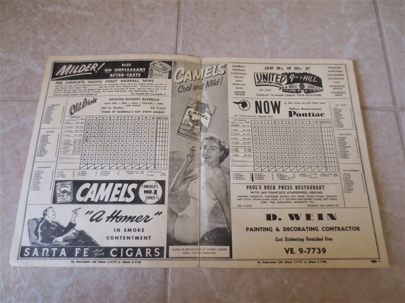 1951 Portland Beavers at Los Angeles Angels PCL baseball program