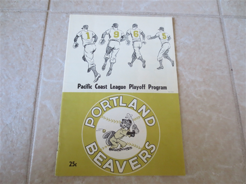 1965 Pacific Coast League Baseball Playoff program Oklahoma City 89ers at Porland Beavers 