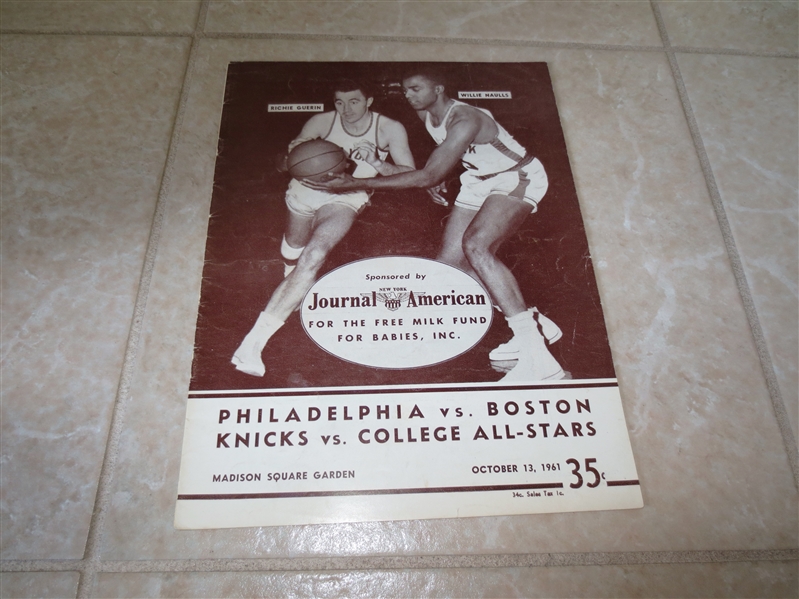 1961 Wilt vs. Russell Philadelphia Warriors vs. Boston Celtics basketball program at New York