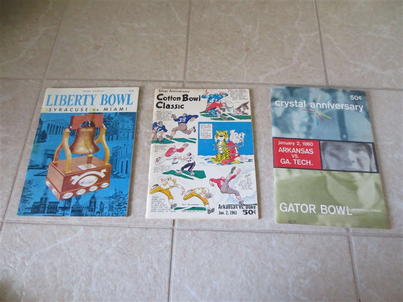 (3) early Cotton Bowl,  Liberty Bowl, and Gator Bowl football programs 