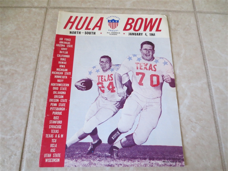 (23) Autographed 1964 Hula Bowl North South football program