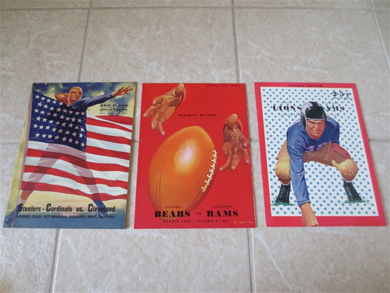 (3) 1944 Cleveland Rams football programs Gorgeous condition!