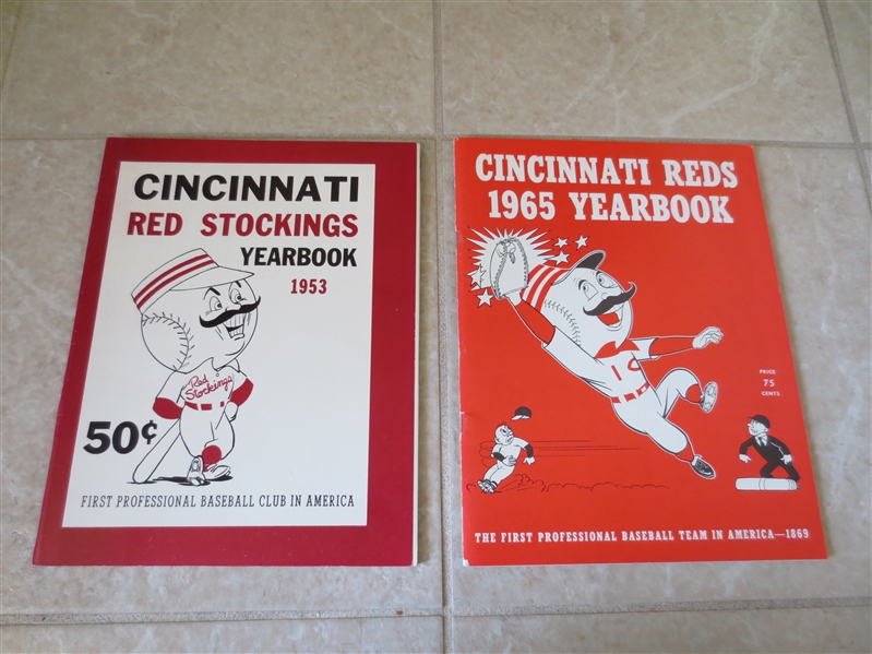 1953 and 1965 Cincinnati Reds baseball yearbooks in beautiful condition!