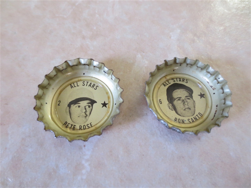 1967 Coke Baseball Bottle Caps of Pete Rose and Ron Santo
